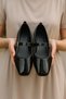 Women's Ballet Shoes Patent Leather Black Gold Buckle Stylish Lightweight Orthopedic Non-Sound Sole - 7