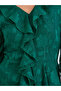 Emerald Green Ruffle Detail Long Sleeves Blouse - 3