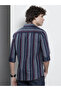 Men Navy Striped Spread Collar Shirt - 3