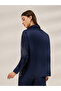 Navy Blue Embellished Satin Shirt - 5