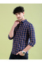 Navy Blue Checked Slim Fit Shirt for Men - 3