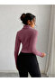 Women Dark Pink Ribbed Turtleneck Top - 3