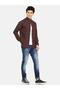 Burgundy Checkered Slim Fit Shirt - 4