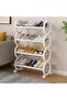 OneDcor Mobile Shoe Rack with Rolling Wheels 4 Tier – Durable Stackable Arc-Shaped Plastic Shelves - 3