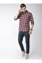 Maroon Checked Slim Fit Shirt for Men - 5