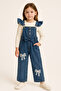 Girl's Patterned Jean Jumpsuit – Wide Leg, Stylish and Comfortable Model 5-16 Years Old - 3