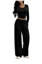 Unisex 4 Seasons Wearable 2 Pieces Black Gray Wide Leg Sweatpants with Elastic Waist - 4