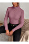 Women Dark Pink Ribbed Turtleneck Top - 2