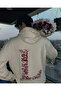 Kiss Design Lettered Oversized Hooded Sweatshirt Hoodie