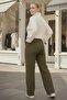 Italian Large Size Khaki Pocketed Elastic Waist Wide Leg Slim Fi Corded Fabric Adife Woven Trousers 100 62 - 4