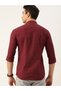 Men Maroon Mandarin Collar Slim Fit Shirt - 4