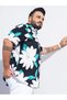 Plus Size Floral Print Short Sleeve Shirt - 5