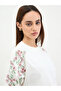 Off White Embroidered Floral Oversized T-Shirt - 4