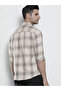 Men Cream Plaid Slim Fit Shirt - 4