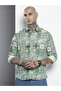 Men Green Tile Print Regular Fit Shirt