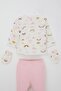 Baby Girl Hospital Release 5-Piece Set, Sky-Themed Cloud Pattern, 0-3 Months, Ecru - 3