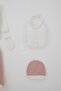 Baby Girl Hospital Release 5-Piece Pompom Bunny Embroidered 0-3 Months, Ecru - 5