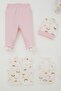 Baby Girl Hospital Release 8-Piece Set, Sky-Themed Cloud Pattern, 0-3 Months, Ecru - 4