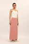 Belted Square Pocket Bell Skirt-Powder - 5537100 - 5