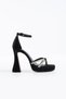 Volenti Women's Stone Evening Dress Heeled Shoes Black Satin