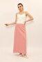 Belted Square Pocket Bell Skirt-Powder - 5537100