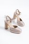 Varello Women's Evening Dress Heeled Shoes Gold Glitter - 4