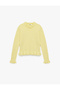Long Sleeve Round Neck Ruffle Detailed Knitwear Oversized Sweater - 3