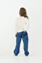Cherry Embroidered Knitwear Vest Shirt Jeans Pants Set Beige - 4