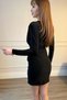 Black Mini Elegant Dress with Detachable Belt - 4