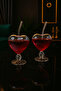 Set of 2 Heart-Shaped Special Design Glass Cups with Transparent Straws Romantic Presentation
