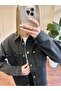 Rivet Detail Denim Shirt - Black - 2
