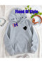 Gray Cat Minimalist Printed Crew Neck Sweatshirt