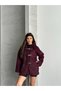 Women's Oversize Furry Jacket with Purple Belt