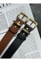 2-Piece Hard Oval Rectangular Pattern Women's Gold Buckle Belt Jacket Belt Dress Belt Trouser Belt