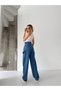 Baggy Loose-Leg Jeans with Belt, Embroidered Detail and Buckle - 8