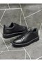 Black Genuine Leather Lace-Up Sneaker Shoes - 4