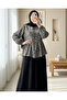 Women's Patterned Long Sleeve Blouse 970 - Anthracite - 2