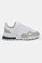 Unisex White Gray Thick Thermo Sole Retro-Style Daily Sneakers with Text Detail - 5