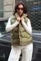 Green Mock Neck Lined Women's Puffer Vest Mg2592 - 5