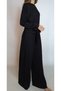 Women's Black Waist Tie Detailed Diver Combed Cotton Pants Modal Suit Yy101295 - 4