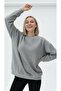 Oversized Wide Fit Crew Neck Plain Basic Sweatshirt Gray - 4