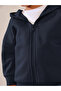 Navy Blue Zippered Hooded Baby & Kids Sweatshirt - 3