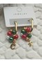 Oval Steel Earrings with Christmas Themed Letter and Star Charms - 3