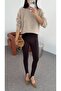 Winter High Waist Front piped Shaping / Sculpting Slip on Fleece-Lined Lightweight Shiny No Pocket Crisp Leggings - 3
