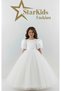 Girls' White Princess Dress, Girls' Pink Bow Dress, Girls' Graduation Dress