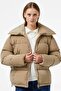 Down Fill Jacket Goose down Filling Mock Neck Light Brown Women's Coat - 6
