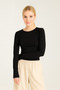 Soft Touch Women's Black Round Neck Flexible Casual Blouse - 2