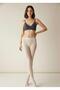Women's Knitted Hair Patterned Cream Color Pantyhose - 3
