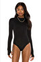 Women's Black Double Layer Sandy Half Fisherman's Finger Snap Bodysuit