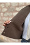 Brown Plush Striped 3 Button Leather Jacket - 6